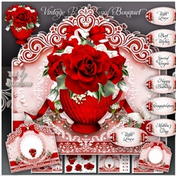 Vintage Red Floral Bouquet Mini Kit