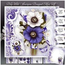 Blue White Anemone Bouquet Mini Kit