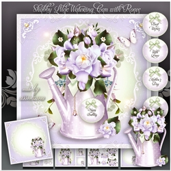 Shabby Lilac Watering Can with Roses Mini Kit