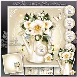Shabby Cream Watering Can with Poppies Mini Kit