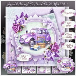 Lavender Vintage Car Scene Card Mini Kit