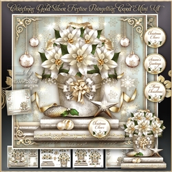 Christmas Gold Silver Festive Poinsettias Card Mini Kit
