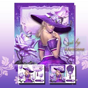 Violet Roses Lady Card Front