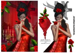 Beauty Red Roses Lady Front Card