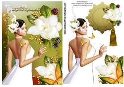 White Magnolia Lady Card Front