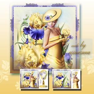 Yellow Iris Lady Card Front
