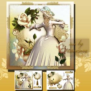 Soft Cream Rose Lady Card Front