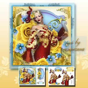 Yellow Rose Lady Card Front