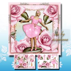 Beautiful Pink Rose Lady Card Front
