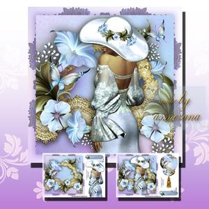 Beautiful Lady in Silky White Dress with Butterflies