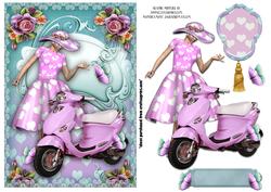 Beautiful Pink Retro Style Lady Card Front