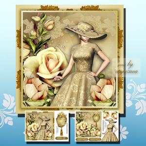 Gold Lace and Roses Card Front
