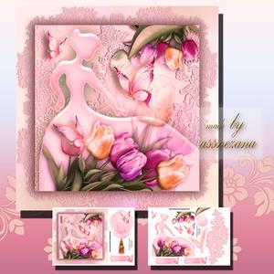 Soft Tone with Beautiful Tulip Silhouette Girl