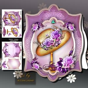 Fashion Lady Hat with Flowers in Tag Card Form