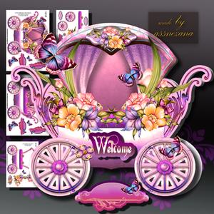 Pink Carriage with Beauty Flowers