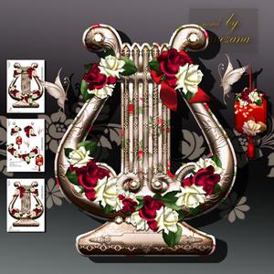 Cream Lyre or Harp Vintage