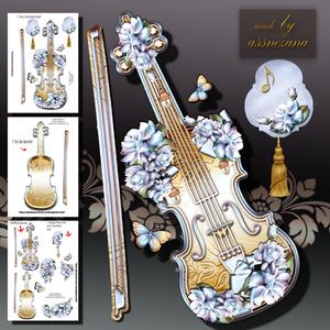 Vintage Blue Rose Violin