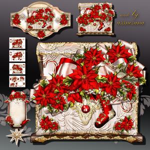 Christmas Chest with Red Poinsettias