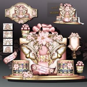 Christmas Gift Box with Soft Rose Poinsettias