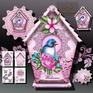 Beautiful Soft Rose Vintage Bird House
