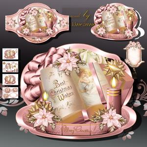 Christmas Gift Book with Soft Rose Poinsettias