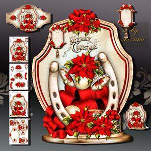 Cristmas Greetings with Red Poinssetias