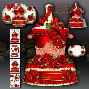 Beautiful Christmas Champagne Bottle with Poinsettias and Ro