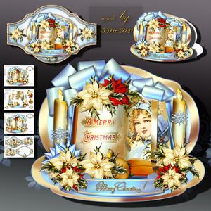 Christmas Gift Book with Winter Decoration and Poinsettias