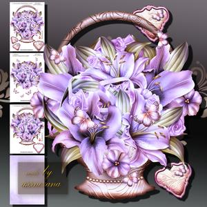 Bouquet of Lilies in a Basket