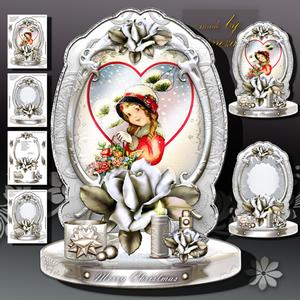 Winter Christmas Card with Gifts and Roses