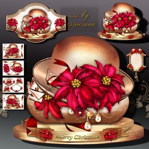 Christmas Fashionable Hat with Red Poinsettias