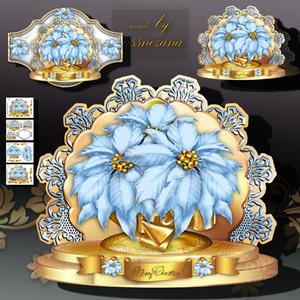 Soft Blue Poinsettias Card