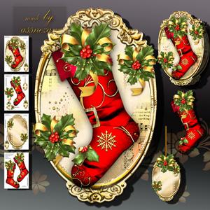 Christmas Red Stocking with Holly Berry