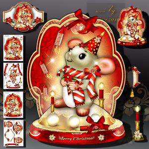 Christmas Fireworks with Cute Mouse