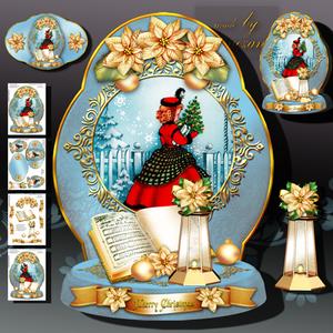 Vintage Winter Christmas Girl Waiting for Santa