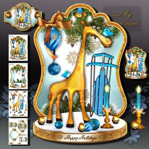 Winter Christmas Holiday Cute Giraffe
