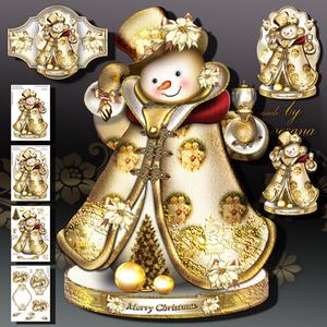 Cute Golden Snowman Wish You Merry Christmas