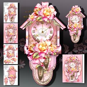 Soft Rose Vintage Wall Clock with Roses