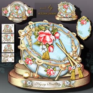 Soft Blue Drum with Roses Decoration