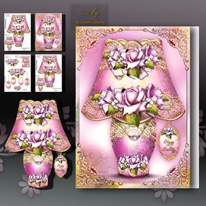 Purple Vintage Lamp with Roses