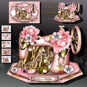 Soft Rose Sewing Machine with Silk, Scissors and Roses