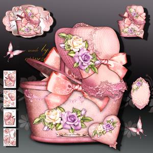 Soft Rose Vintage Hat with Basket