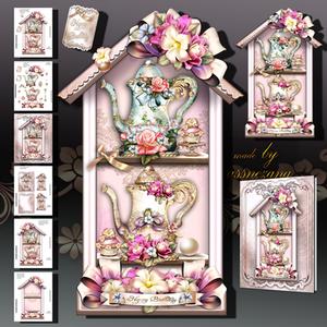 Beautiful Vintage Cabinet with Teapots and Cakes