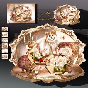 Cute Kitten in Vintage Style Card