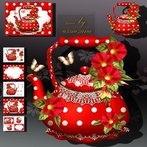 Red Red Old Teapots
