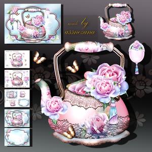 Soft Vintage Teapot with Romantic Roses