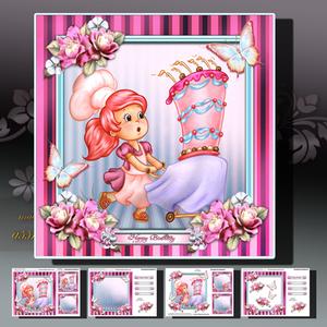 Pink Big Cake Made by Lovely Girl Card Kits