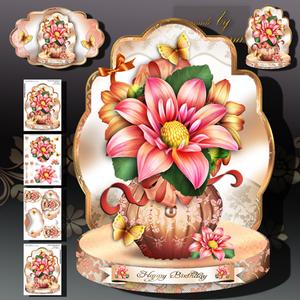 Colorful Dahlia Bloom in the Vase
