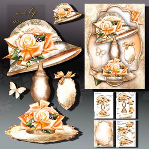 Fashion Vintage Hat with Peach Roses