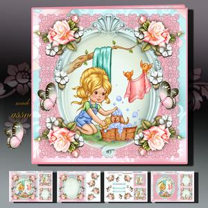 Cute Girl with Puppy Card Kit